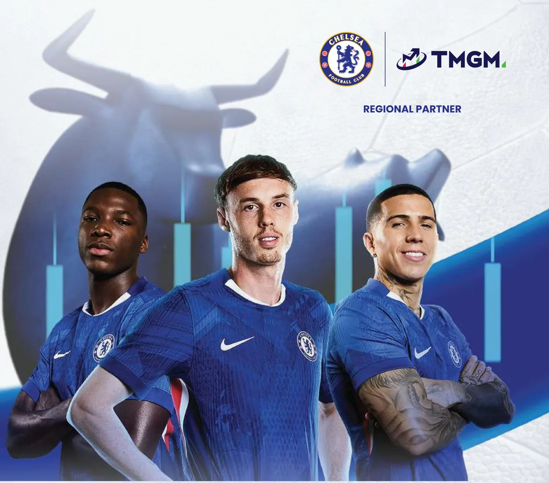 Chelsea FC players in the TMGM partnership campaign